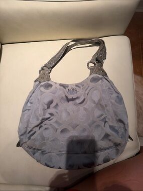 Coach Gray Signature Jacquard Shoulder Bag